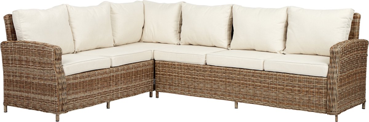 Gram tuinbank hoek, incl. kussen, naturel en off white.