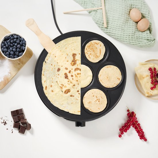 Crepiera 2 In 1 Tristar | Piastra Reversibile 33 Cm | Per 1 Crepe Grande O 7 Piccole | Con Spatola E Spargitore