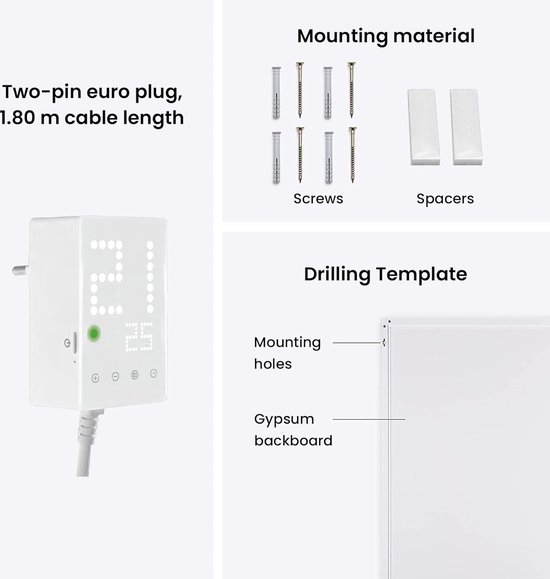 NETTLIFE Infraroodverwarming radiator 720W met WIFI afstandsbediening
