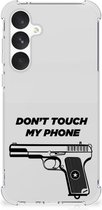 Cover Case Geschikt voor Samsung Galaxy A55 Telefoonhoesje met doorzichtige rand Pistol Don't Touch My Phone