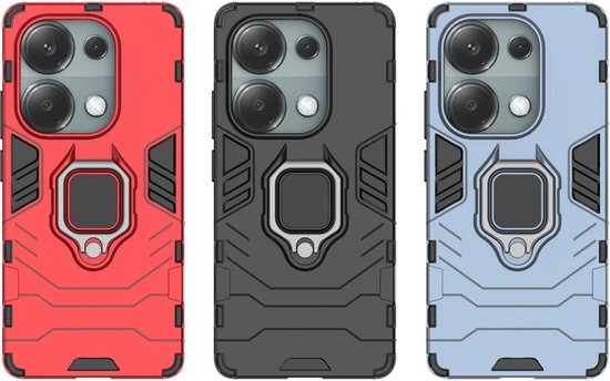 MobyDefend Hoesje - Geschikt voor Xiaomi Redmi Note 13 Pro 4G - Dubbelgelaagde Pantsercase Met Standaard - Zwart
