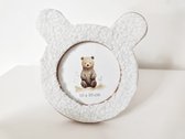 Teddy stof fotolijst - baby kamer accessories fotolijstje newborn beige lijst foto lijstje babykamer - kraamcadeau kraam cadeau
