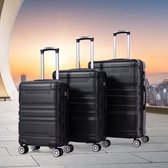 Merax Hardschalig Handbagage Kofferset met TSA-slot - Koffer Set van 3 met 360° Wielen en Uitbreidbare Functie - Zwart