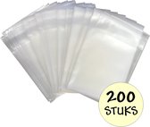 Fako Bijoux® - Cellofaan Zakjes Frosted 8x10cm - Zakjes Met Plakstrip - Zelfklevende Zakjes - Uitdeelzakjes - Mat Transparant - 200 Stuks