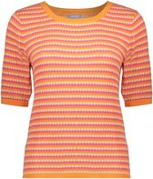 Geisha T-shirt Gebreide Top Met Streepprint 44041 14 Orange/red/sand Dames Maat - L