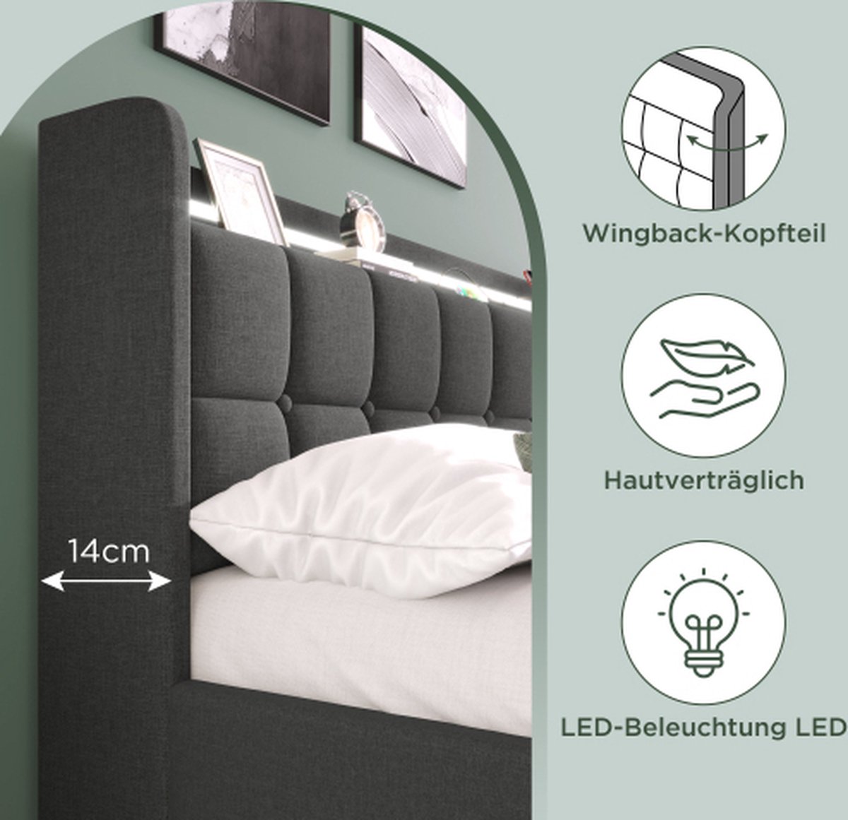 Opklapbed met vulling 90x200 cm - met USB-poorten en LED - met