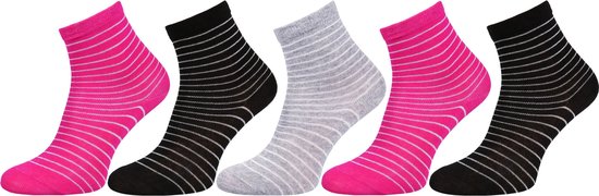 5x Roze en zwarte sokken