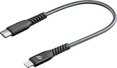Cellularline Câble USB USB 2.0 Fiche USB-C, Fiche Apple Lightning 0,15 m Zwart