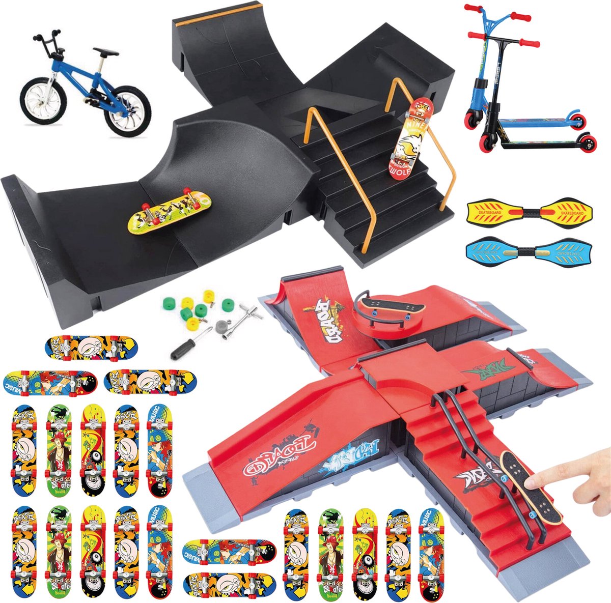 Jespro XXL Super Fingerboard skatepark set 12 Ramps 20 Skateboard Vinger Mini Finger