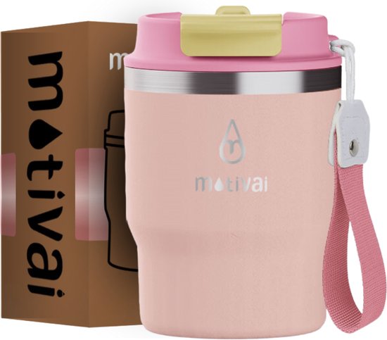 Foto: Outdoor beker to go motivai ros 300ml 12oz thermosbeker bpa vrij frisdrankbeker theebeker reisbeker travel mug tumbler geschikt voor koud en warm drinken twee soorten drink mogelijkheden