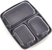 DiverseGoods [10 Stuks] 3 bakken BPA Vrij Herbruikbare Meal Prep Containers - Plastic Voedsel Bakjes met Luchtdichte Deksels - Magnetron, Vriezer en Vaatwasserbestendig - Stapelbare Box (900 ml)