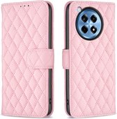 BINFEN Rhombus Book Case - Geschikt voor OnePlus 12R Hoesje - Pink