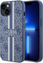Guess 4G Printed Stripe Back Case (MagSafe Compatible) - Geschikt voor Apple iPhone 14 Plus (6.7") - Blauw