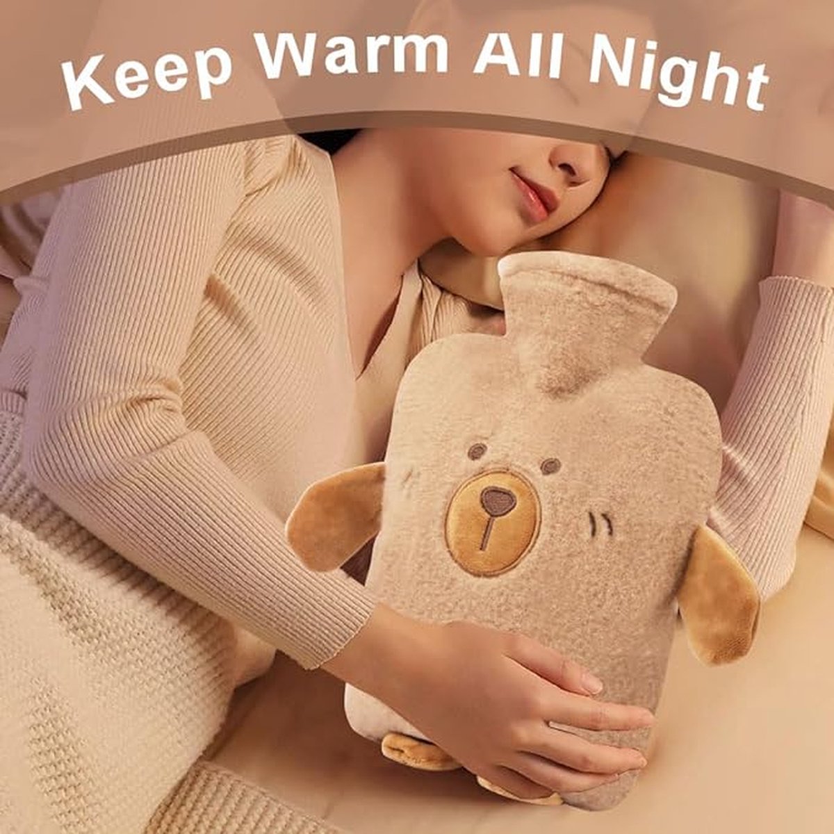 Goedkoopste Warmwaterkruik met hoes 2 liter - Knuffelzachte overtrek - Warmwaterkruik dier - Cadeau voor familie - Vrienden - Kinderen