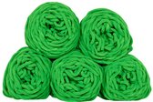 Set 5 bollen dikke wol groen - chunky garen - haken - breien - 7 mm breed - 235 meter - perfect voor amigurumi
