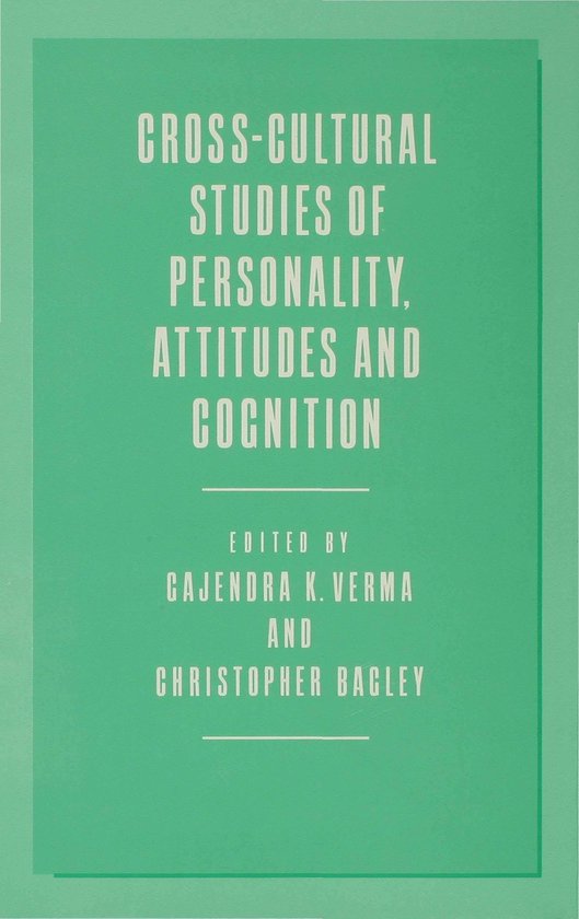 Cross Cultural Studies of Personality Attitudes and Cognitio ... - cover