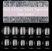 Short Frosted Square nails Full Cover Soft Geltips - Nepnagels Met Lijm - plaknagels met Lijm - 600 stuks in Doos - nageltips voor Gelnagels - 100% soak-off