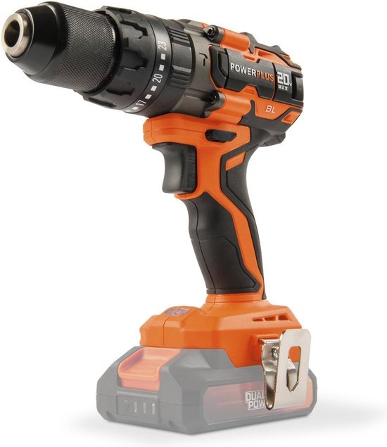 Dual Power Accu klopboormachine POWDP15220 - 3 in 1: boren hamerboren en schroeven, 20 V boormachine, 65 Nm, Links en rechts schroeven, Zonder accu en lader