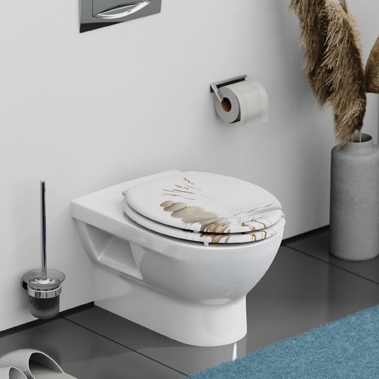 SCHÜTTE Wc-bril SPIRIT GREY met softclosemechanisme van hout, toiletbril met wc-deksel, houten kern toiletdeksel (maximale belasting van de wc-bril 150 kg), grijs