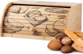 Broodtrommel van duurzaam bamboe met roldeksel - opbergdoos voor brood met broodmand - voorraaddoos voor brood - broodkist met broodbox bread box