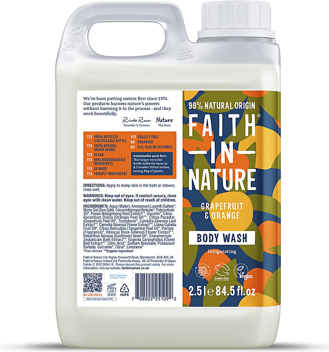 Goedkoopste Faith in Nature Grapefruit & Sinaasappel Douchegel 2.5L Grootverpakking