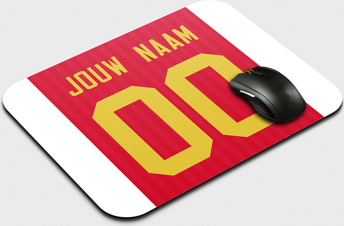 Muismat Amsterdam Voetbal shirt - Gepersonaliseerd Met Eigen Naam - Anti Slip - Voetbal Muismatten - Voetbal Cadeau - 22,5 cm x 19 cm