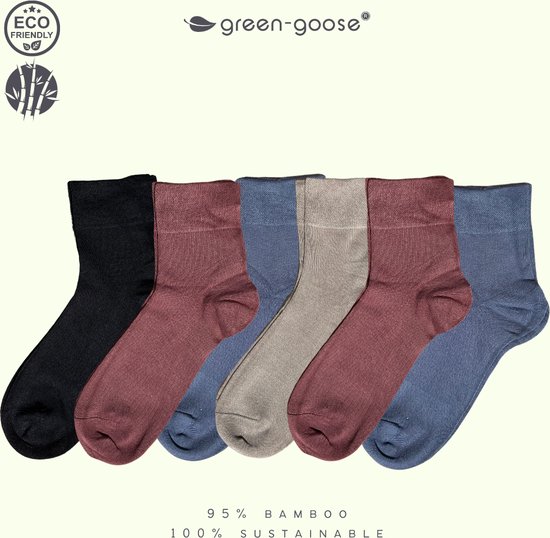 green-goose® Bamboe Dames Sokken | Maat 36-41 | 6 Paar | Grijstinten | 85% Bamboe | Zacht, Admenend en Duurzaaam!