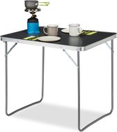 Inklapbare campingtafel van aluminium en MDF - Lichtgewicht en compact - Afmetingen: 70 x 80 x 60 cm - Zilver/grijs camping table
