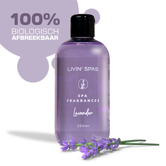 LIVIN' Spa Geur Lavendel - Whirlpools - Hottub Geuren - Spa Geuren- Spa Geur Lavendel - Op Alcoholische Basis - Tast Waterkwaliteit Niet Aan - Spa Aroma - Hoge Concentraat - Geschikt voor Jacuzzi, Spa en Hottub - 250ML - Paars