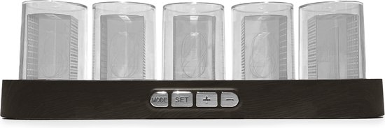 Wedjis Nixie Lamp – Digitale Klok – Met ingebouwde USB-uitgangpoort – kunststof – acryl display – incl. USB-stroomkabel - Hout - Bruin