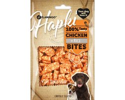 2 X Flamingo Hapki - Snack Honden - Chick'n Snack Chicken&rice Bites - 85 gram. 2 x 85 is 170 gram. Lekker en gezond voor uw vriend. Geen suiker toegevoegd