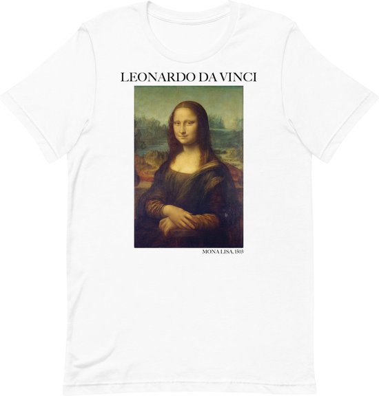 Leonardo da Vinci 'Mona Lisa' ("Mona Lisa") Beroemd Schilderij T-Shirt | Unisex Klassiek Kunst T-shirt | Wit | XS