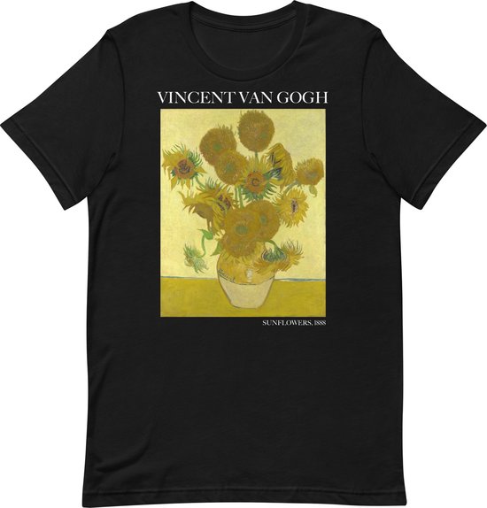 Vincent van Gogh 'Zonnebloemen' ("Sunflowers") Beroemd Schilderij T-Shirt | Unisex Klassiek Kunst T-shirt | Zwart | L