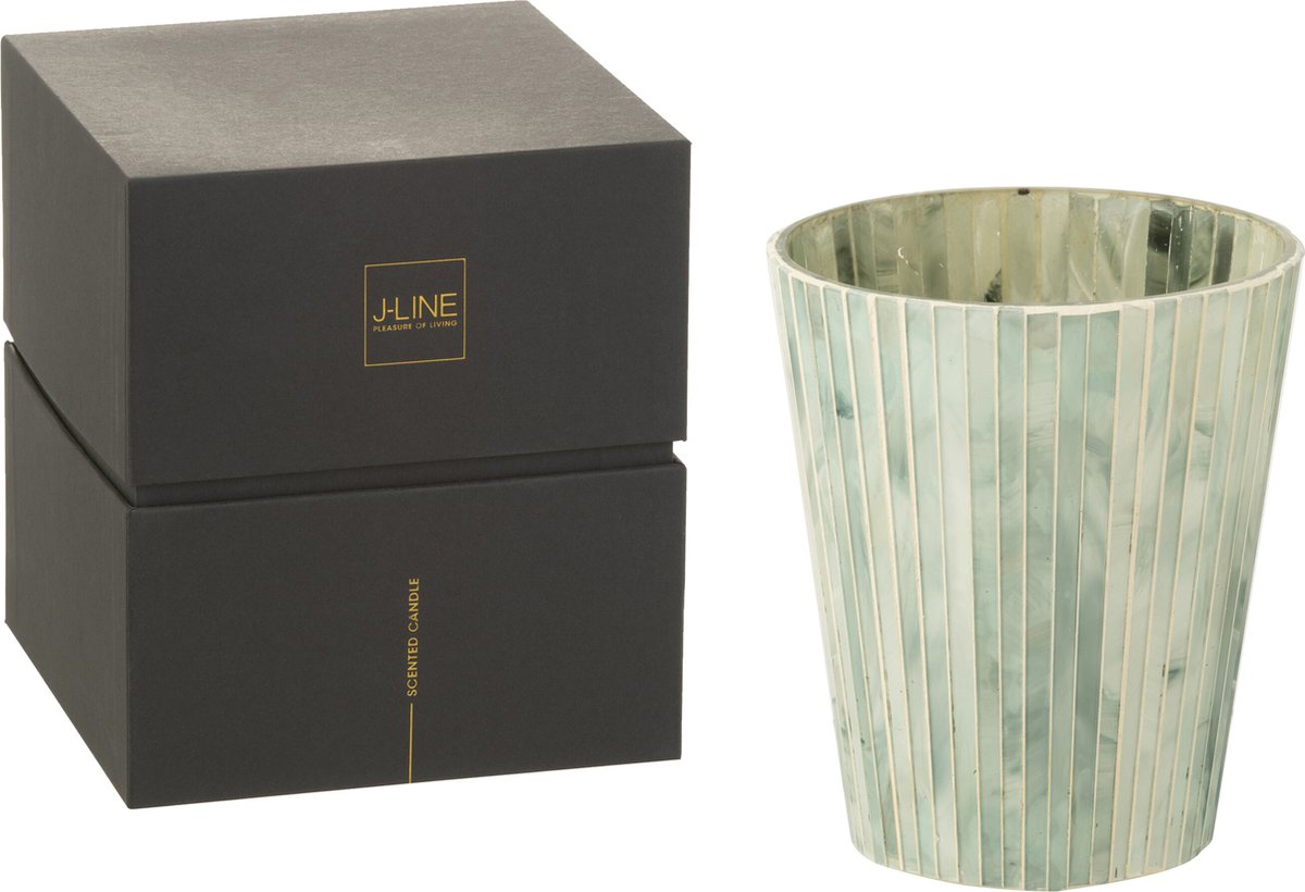 J-Line geurkaars Noa - Seaside Bliss - glas - lichtblauw - large - 75U