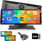 Autoradio - 10,26 inch - Touchscreen- Draagbaar - Draadloze Apple Carplay - Android - Airplay/Android Cast - Dual Bluetooth - FM-radiozender - Loop Video - WiFi Video - 64G