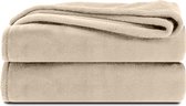 Komfortec Fleece Deken - Met kasjmier gevoel - Plaid - 240x220 cm – Super Zacht – Beige