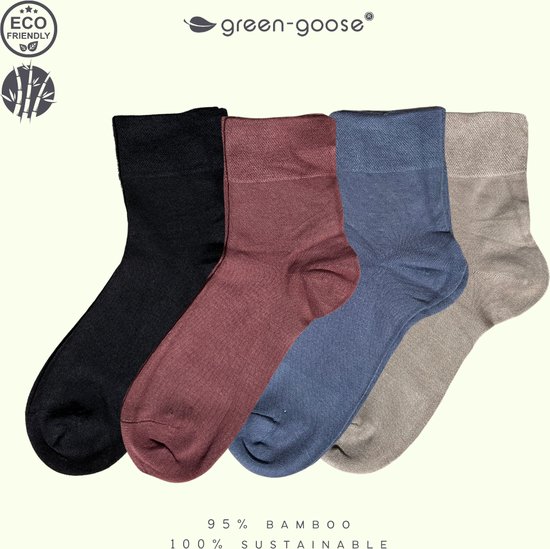 green-goose® Bamboe Sokken | Dames | 4 Paar | 95% Bamboe | Anti zweet | 35-39 | 100% Ecologisch | Anti transpiratie