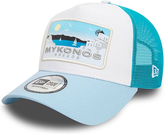 New Era Summer Mykonos Pastel Blue A-Frame Trucker Cap
