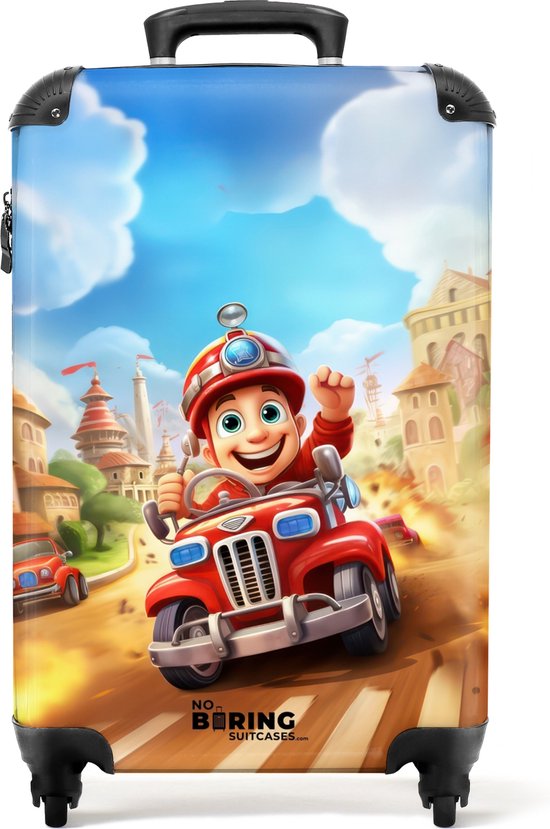 NoBoringSuitcases.com® - Valise cabine enfant Pompiers - Garçons - Enfants - Voiture - Bagage à main - Valise de voyage - Valise chariot - Valises 55x40x20 cm - 55x35x25 cm