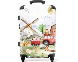 NoBoringSuitcases.com - Grote koffer - Kinderkoffer boerderij jongen - Reiskoffer met 4 wielen - Trolley op wieltjes - Luggage suitcase 72 liter