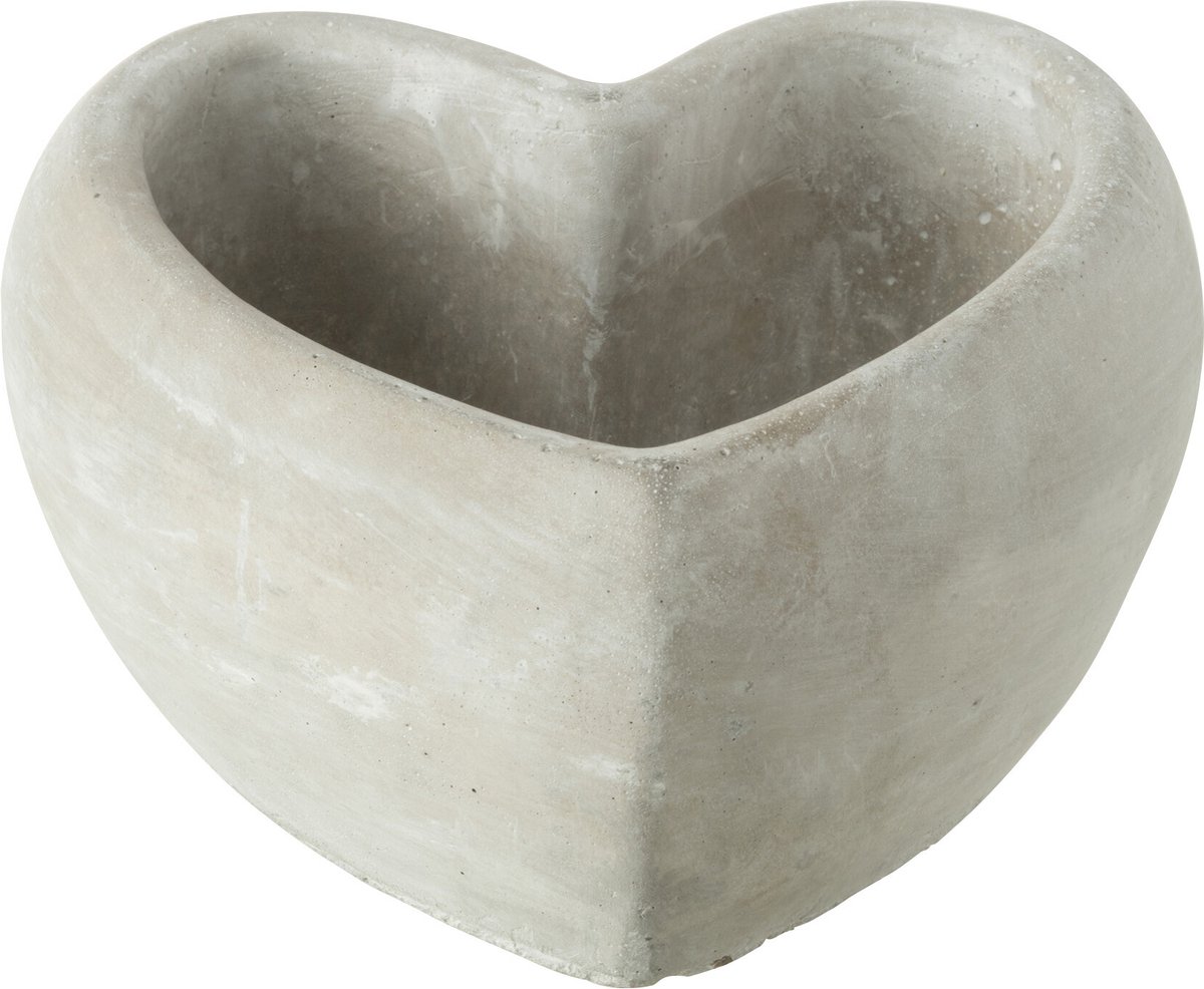 J-Line bloempot Hartvorm cement grijs 2 stuks