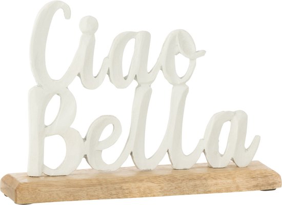 J-Line decoratie Ciao Bella op voet - aluminium - wit - small