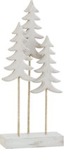 J-Line Kerstbomen op voet - hout - wit/goud - small