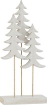 J-Line kerstboom op voet 3 Stuks - hout- wit/goud - large