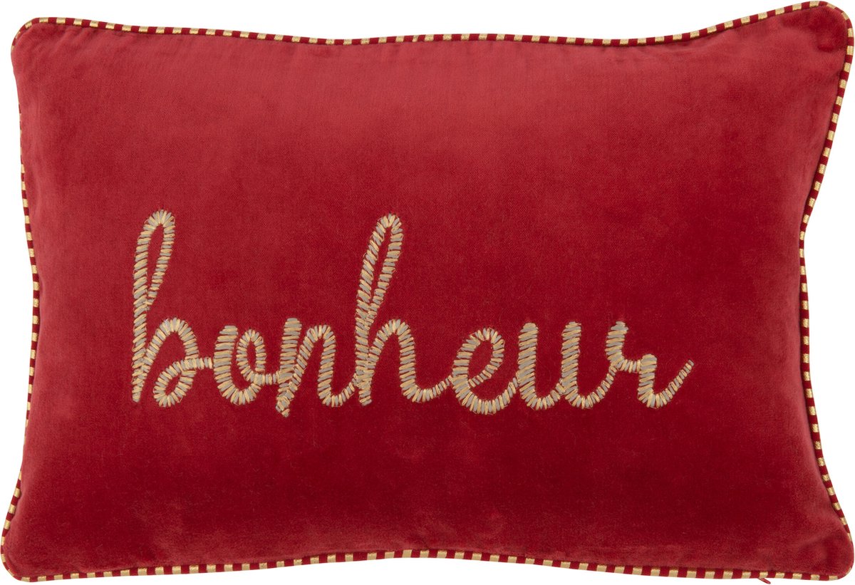 J-Line kussen Bonheur - textiel - rood/goud