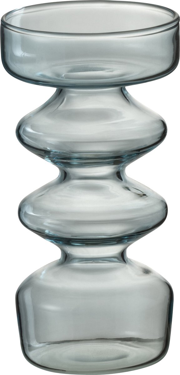 J-Line vaas Luna - glas - blauw - small - 14 cm hoog