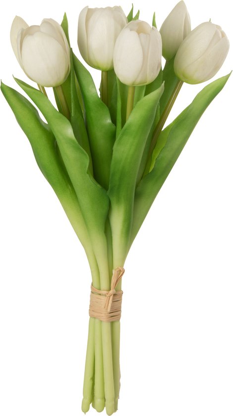 J-Line Bouquet Tulipes 7Pieces Pu Blanc Small