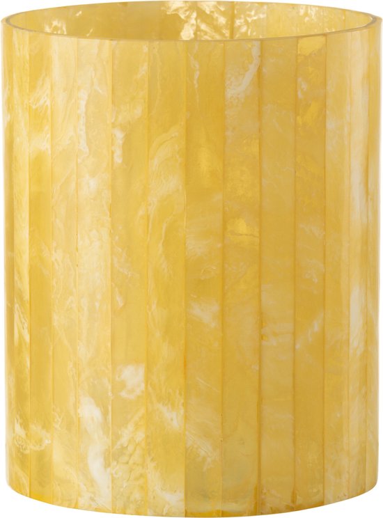 J-Line theelichthouder Lijnen - glas - geel - large