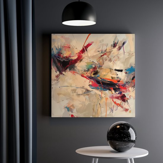 Artaza Canvas Schilderij Abstract Kunstwerk met veel Kleuren - 30x30 - Klein - Foto Op Canvas - Canvas Print