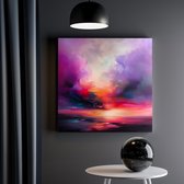 Artaza Canvas Schilderij Abstract Kunstwerk van een Zonsondergang - 30x30 - Klein - Foto Op Canvas - Canvas Print